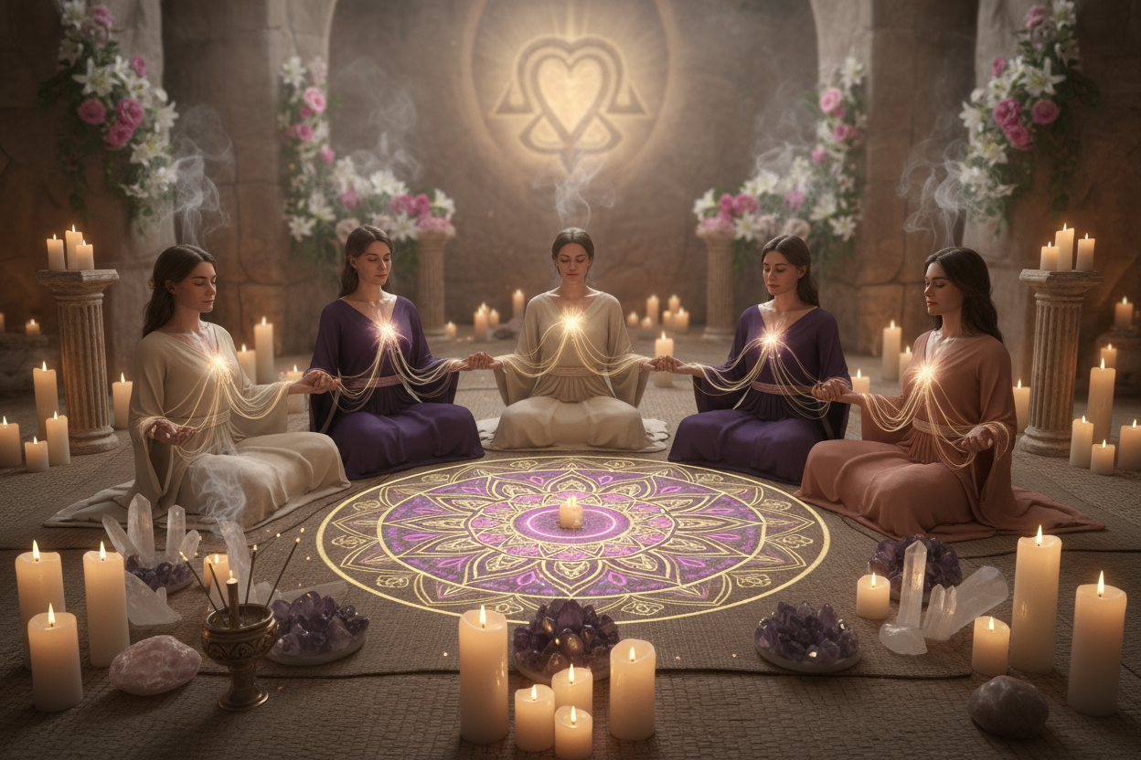 Ritual de unión energética para parejas o grupos con intenciones claras de compromiso.